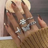 Oxidised Attention Seeker Rings Set of 5